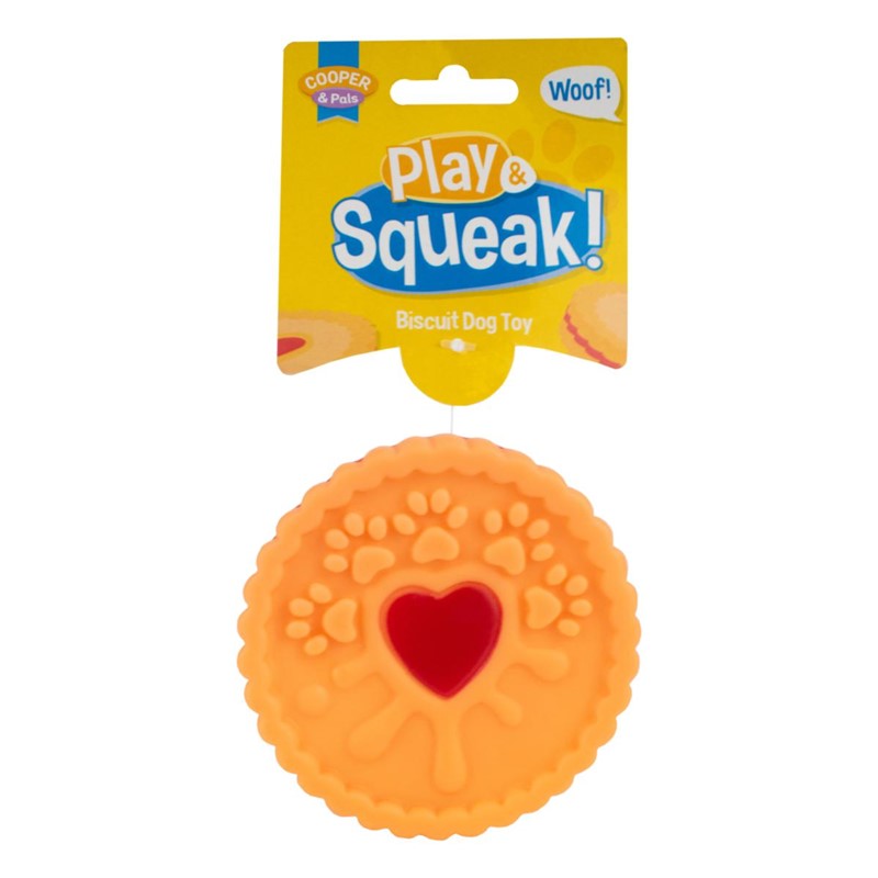 Interactive Squeaky Dog Toy Chocolate Cream Heart Jam Biscuit Design