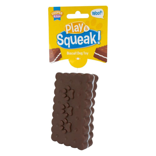 Interactive Squeaky Dog Toy Chocolate Cream Heart Jam Biscuit Design