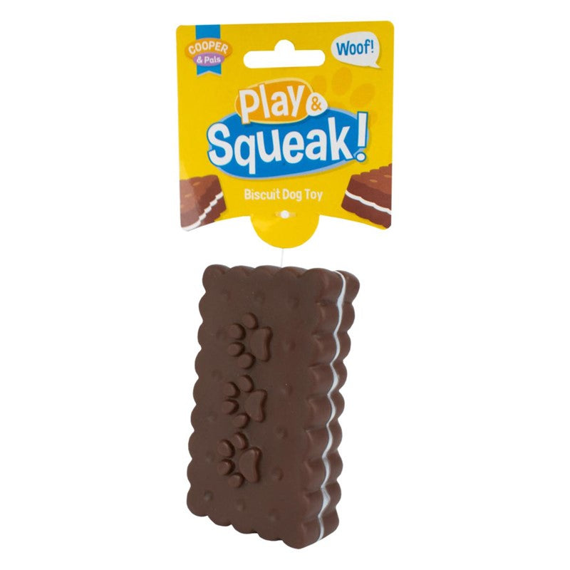 Interactive Squeaky Dog Toy Chocolate Cream Heart Jam Biscuit Design