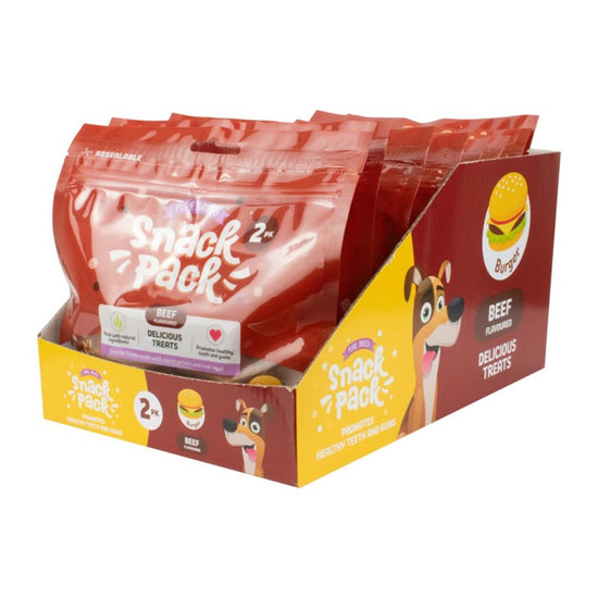 Delicious Burger Chew Beef Flavour Dog Treats Pack of 2 100g