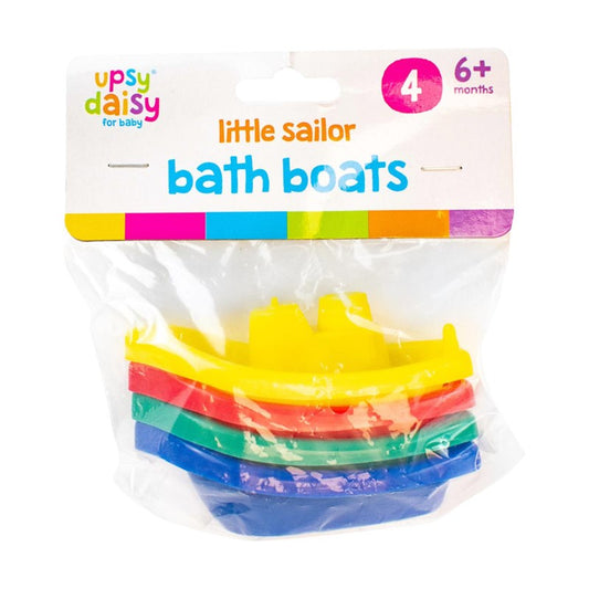 Childrens Plastic Little Sailor Bath Boats Pack of 4 Assorted Colors