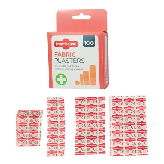 100Pack Fabric Plasters First Aid Adhesive Bandages