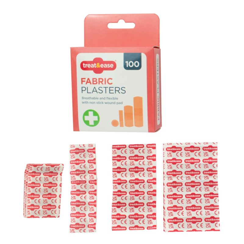 100Pack Fabric Plasters First Aid Adhesive Bandages