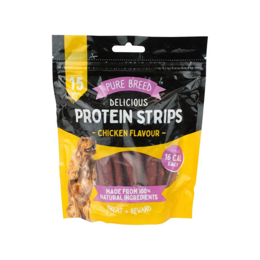Delicious Chicken Flavour Dog Treats Protein Strips 150g