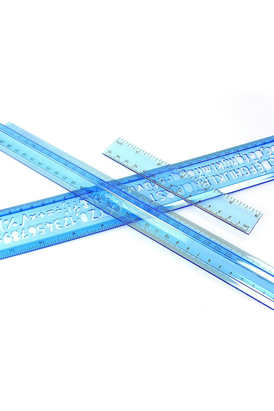 3Piece Stationery School Plastic Ruler and Stencil Set