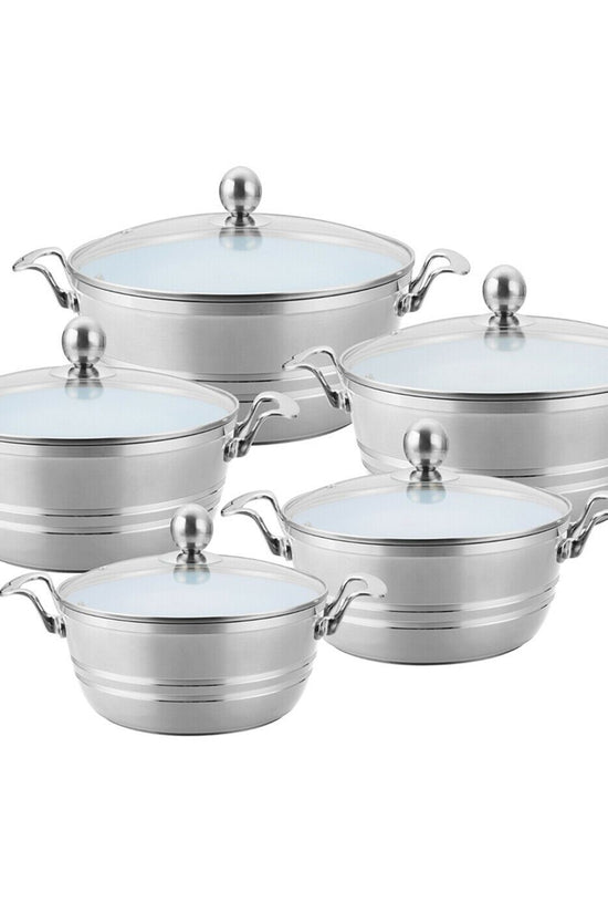 SQ Professional Seramiq Mianra Diecast Stockpot Set of 5 Quartz Premium Cooking Essentials