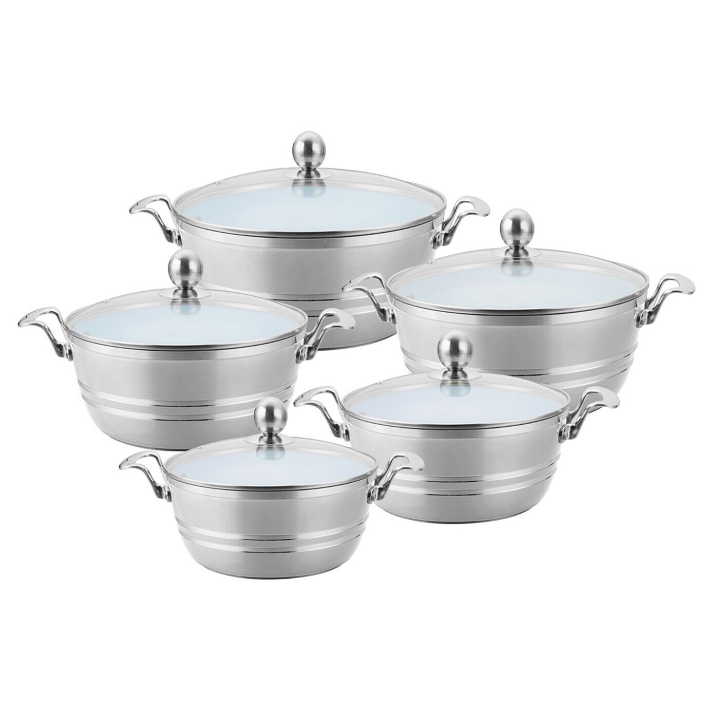 SQ Professional Seramiq Mianra Diecast Stockpot Set of 5 Quartz Premium Cooking Essentials