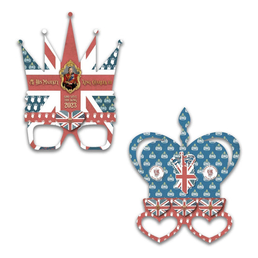 Vintage Style King Charles III Coronation Paper Masks Pack of 6