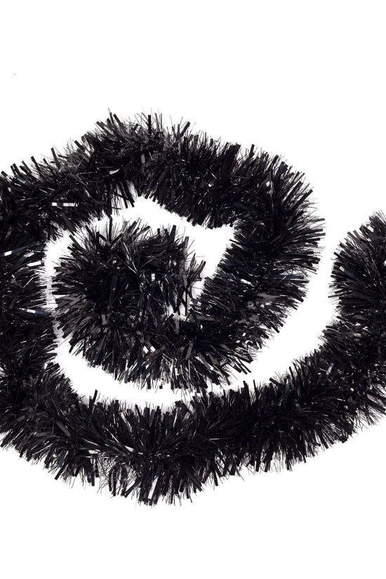 Elegant Black and Silver Christmas Tinsel Garland 2 Metre Length