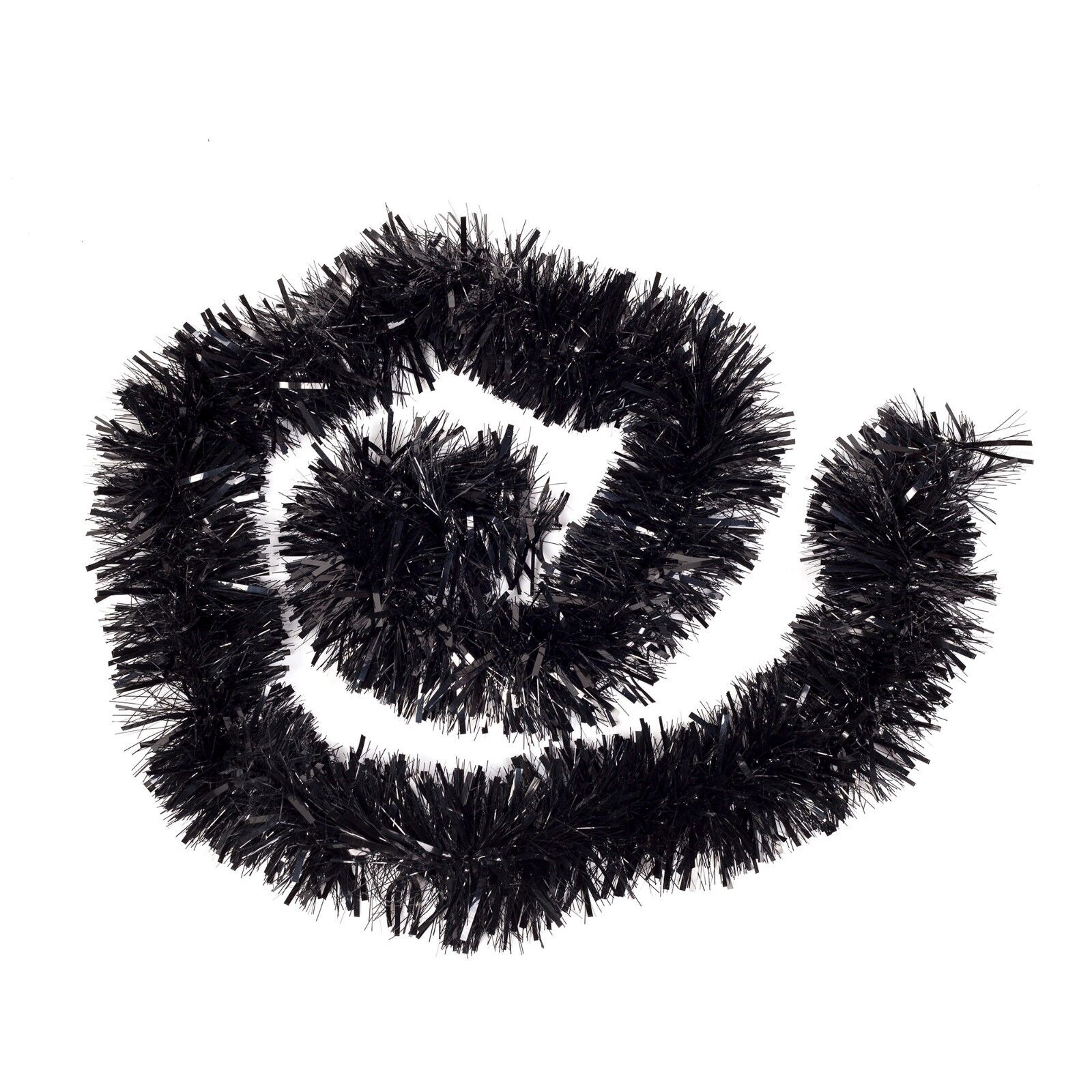 Elegant Black and Silver Christmas Tinsel Garland 2 Metre Length