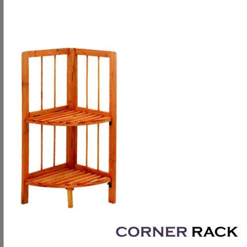 Premium 2 Tier Maple Wooden Corner Shelf Unit 28 x 26 Inches