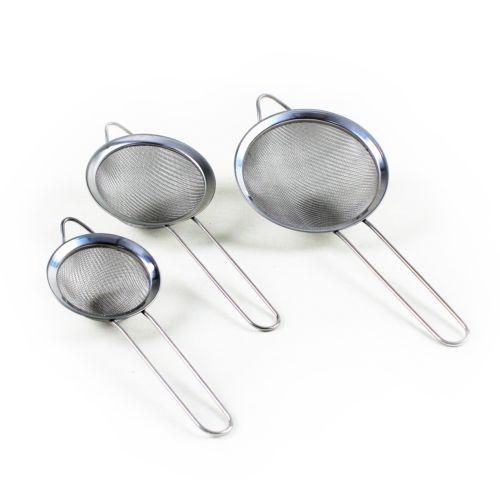 Premium Stainless Steel Fine Mesh Strainers Set 3 Sizes