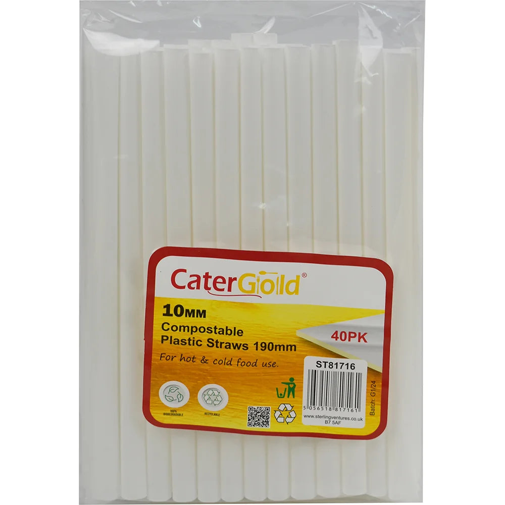 EcoFriendly Compostable Plastic Straws Pack of 50 Assorted Colours