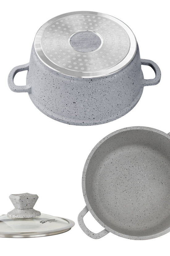 SQ Professional Nea Marbell Effect Diecast Stockpot Set 5Piece Grigio Cookware Collection