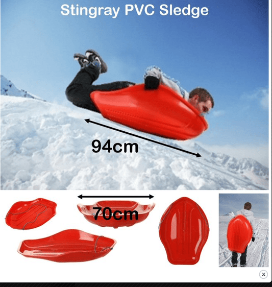 Premium Red PVC Stingray Snow Sledge 94 x 70 cm for Winter Fun