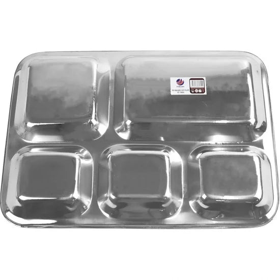 Stainless Steel 5 Compartment Lunch Tray 34x26cm