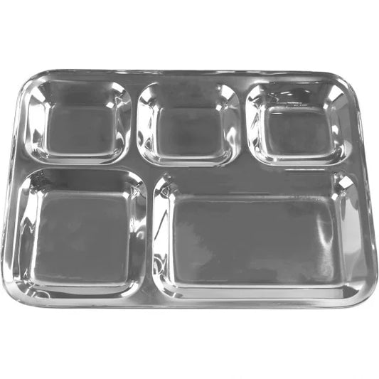 Stainless Steel 5 Compartment Lunch Tray 34x26cm
