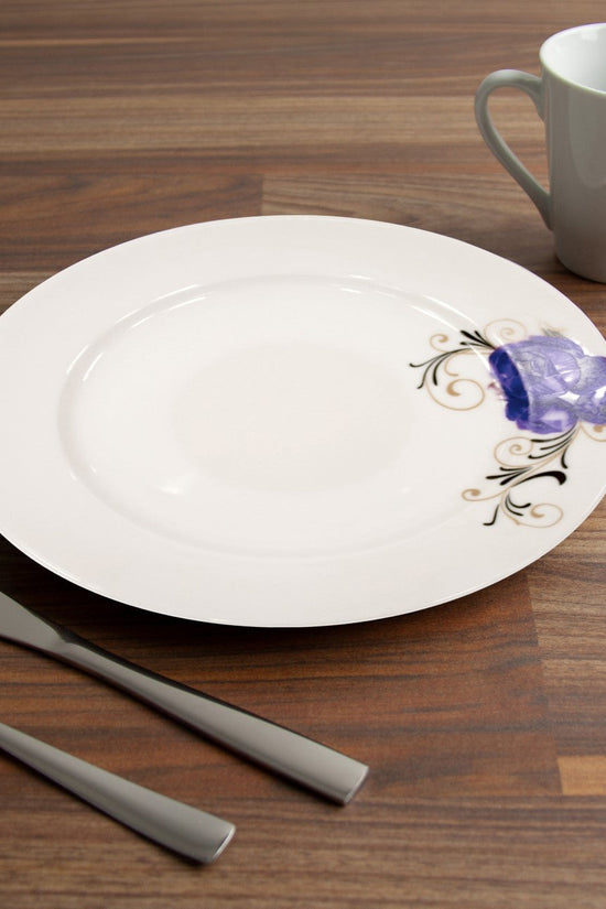 Elegant Durane Ceramic Dinner Plate Blue Rose Design