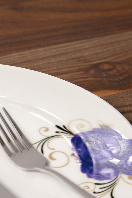 Elegant Durane Ceramic Dinner Plate Blue Rose Design