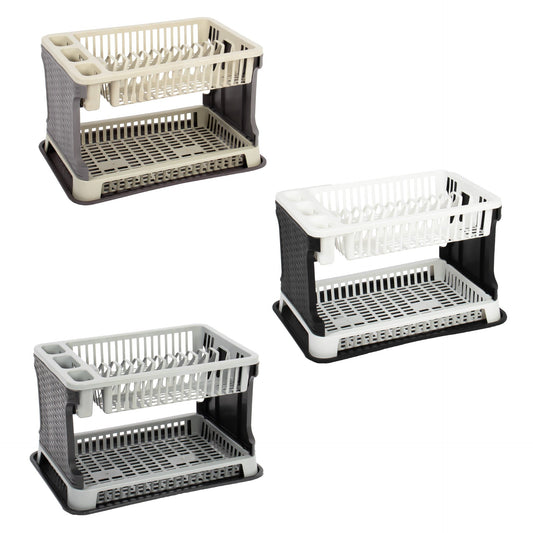 Tuffex 2 Tier Plastic Kitchen Rattan Dish Drainer Efficient and Stylish Organizer