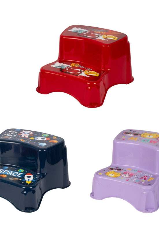Kids Plastic Two Step Stool Assorted Designs