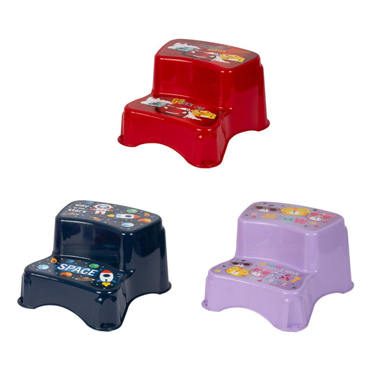 Kids Plastic Two Step Stool Assorted Designs