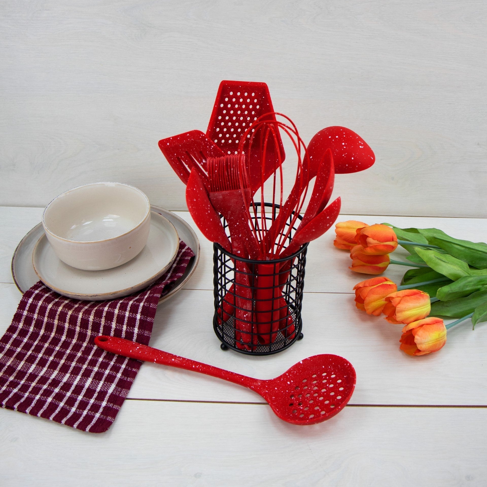 Versatile Silicone Basting Brush Speckled Red 43 x 26 cm