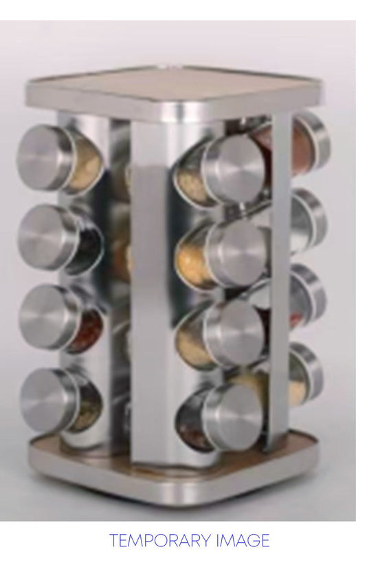 Durane Square Revolving Spice Rack with 16 Jars