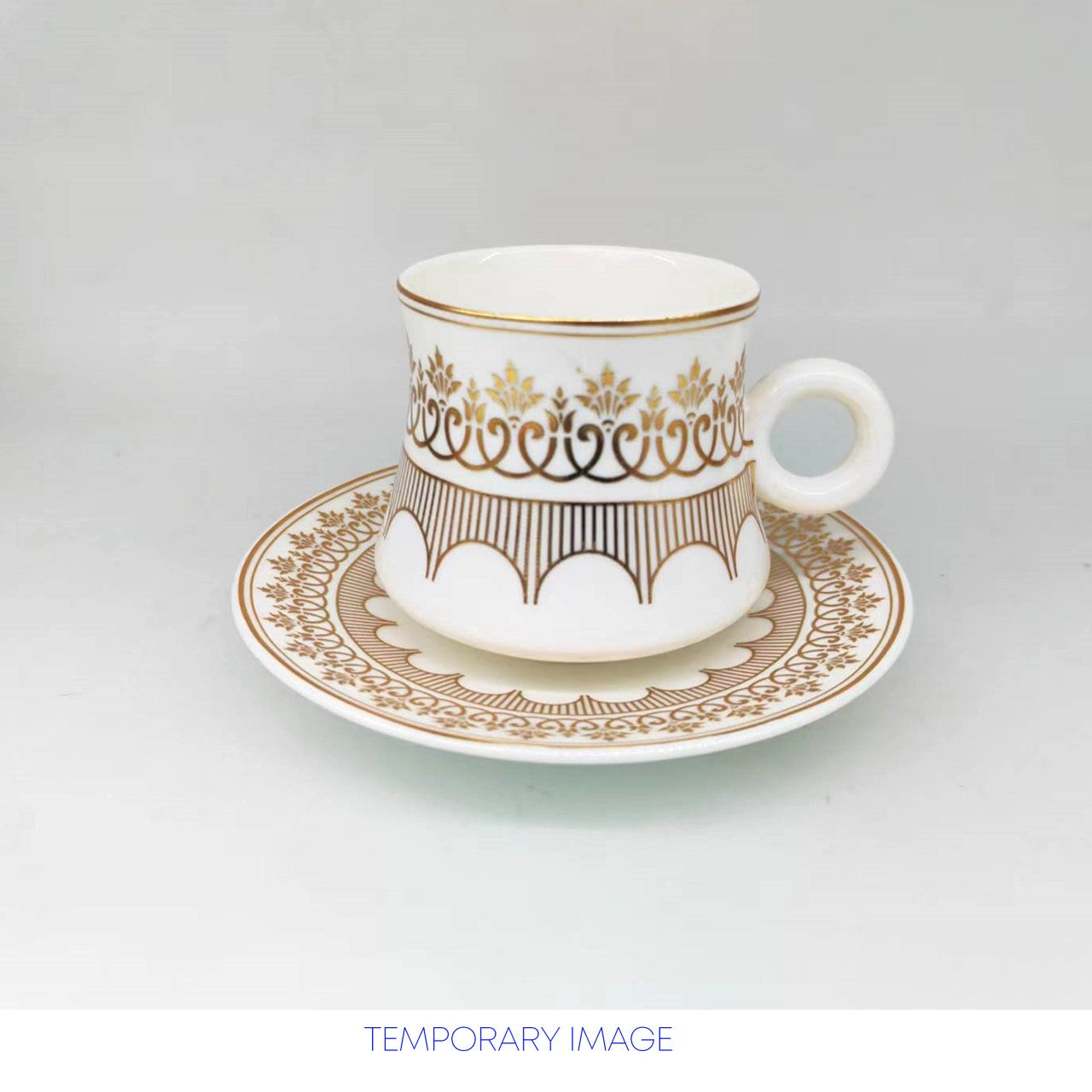 Durane Palmette Tea Set 12pc WhiteGold 175ml Elegant and Functional Tea Service