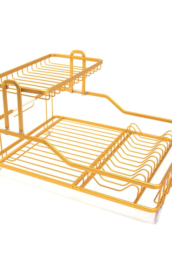Elegant Copper Yellow Durane Aluminium Dish Drainer Rack 475x35x28cm
