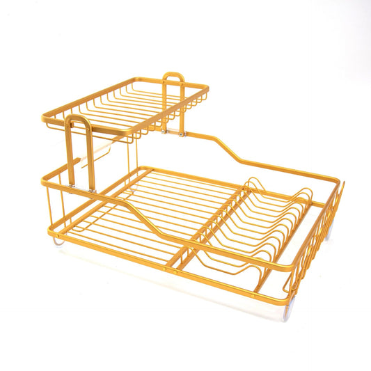 Elegant Copper Yellow Durane Aluminium Dish Drainer Rack 475x35x28cm