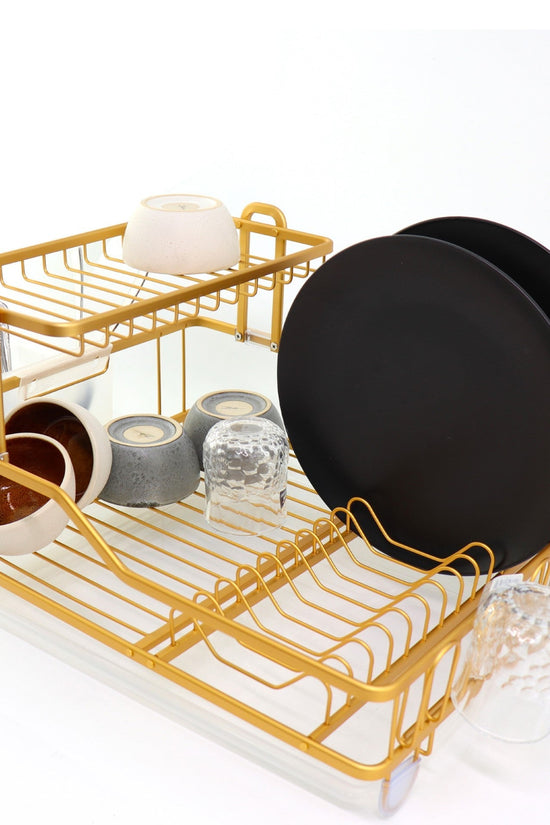 Elegant Copper Yellow Durane Aluminium Dish Drainer Rack 475x35x28cm