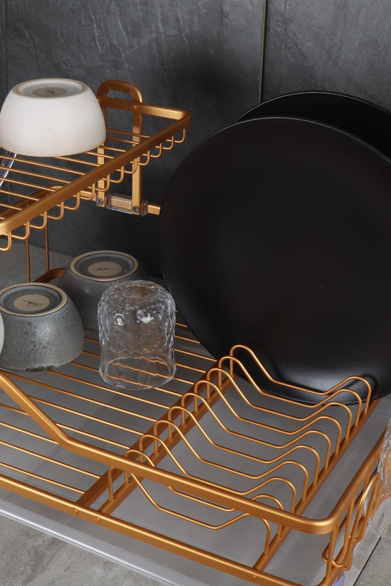 Elegant Copper Yellow Durane Aluminium Dish Drainer Rack 475x35x28cm