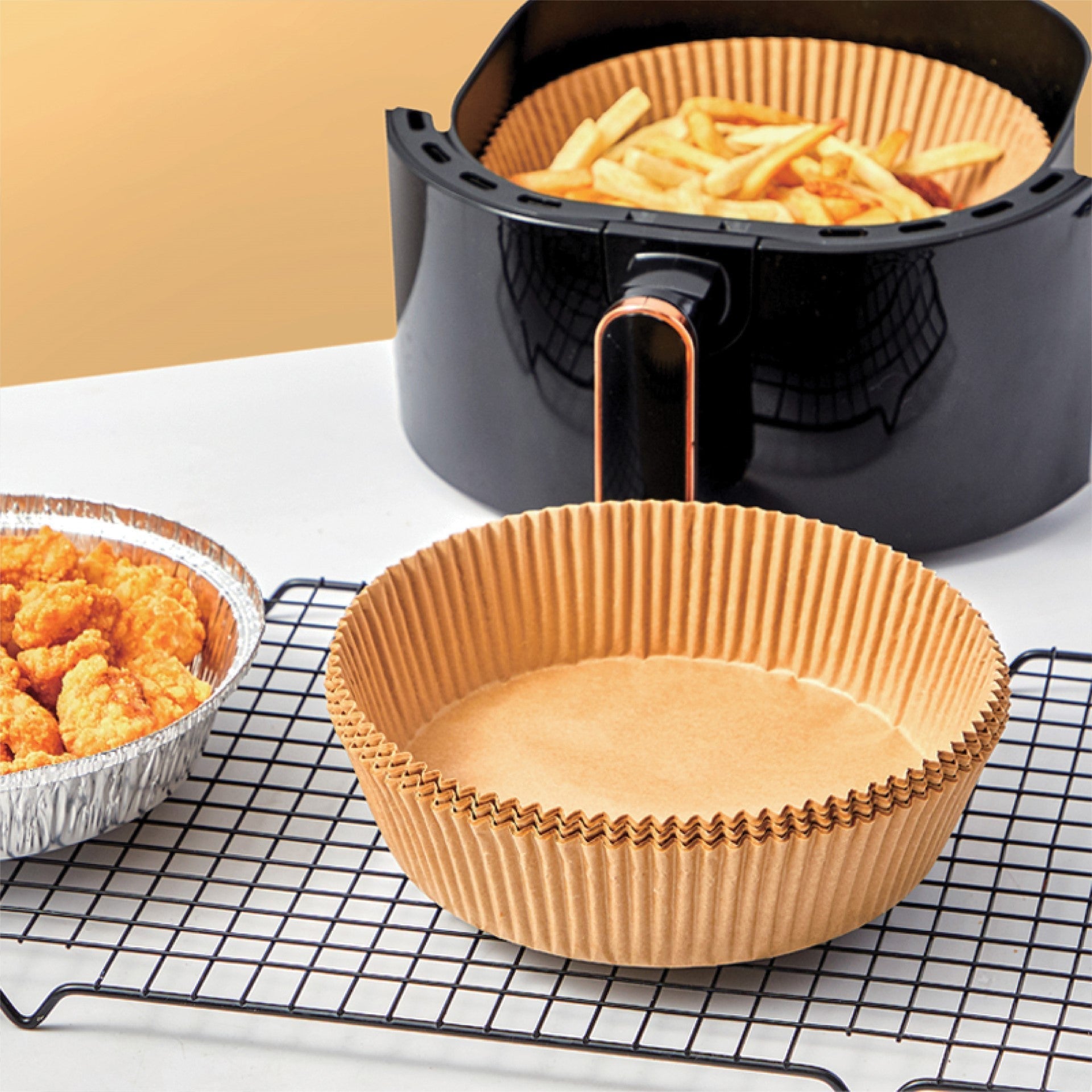 SQ Kitchen Baking Brown Paper Air Fryer Liners Pack of 50 Round Liners