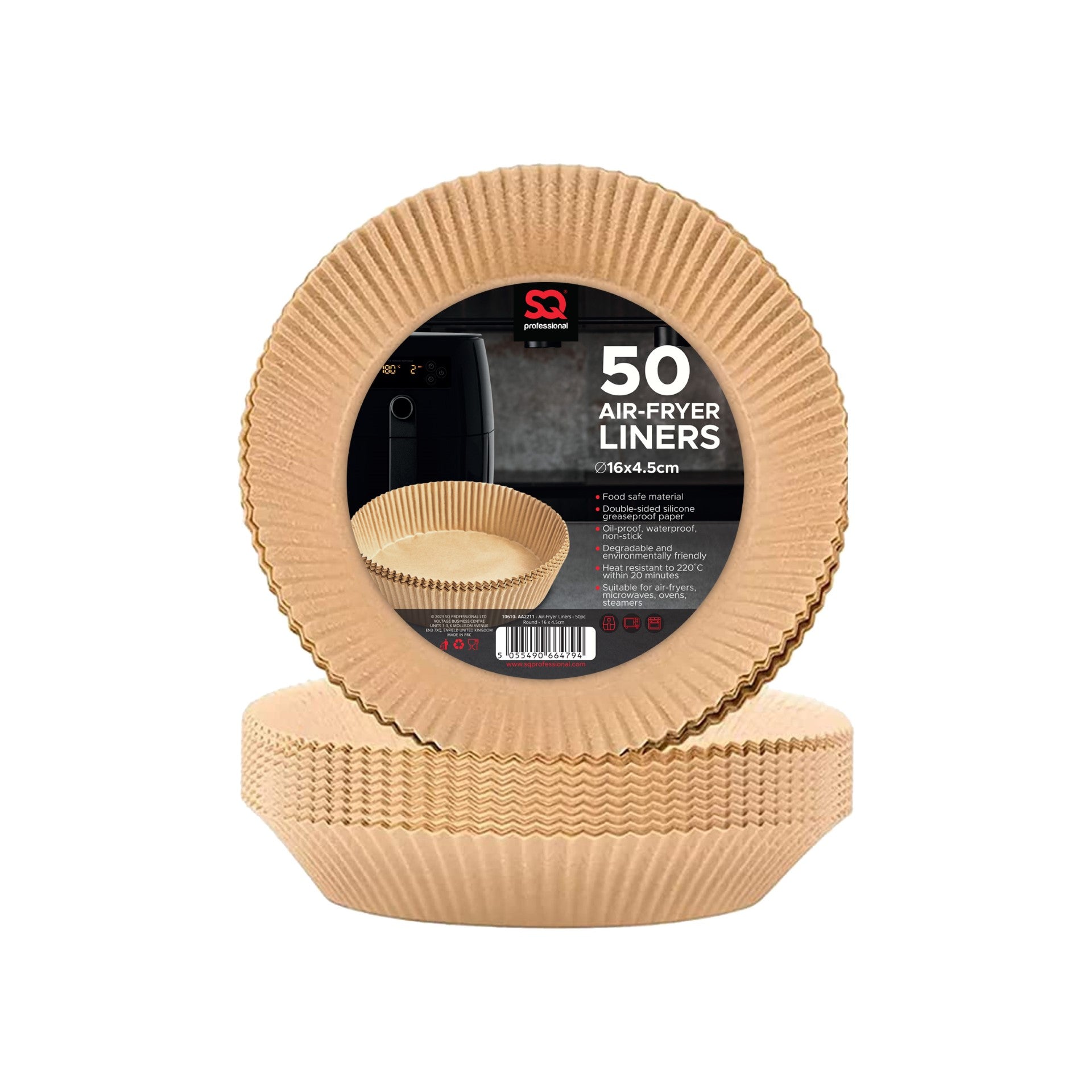 SQ Kitchen Baking Brown Paper Air Fryer Liners Pack of 50 Round Liners