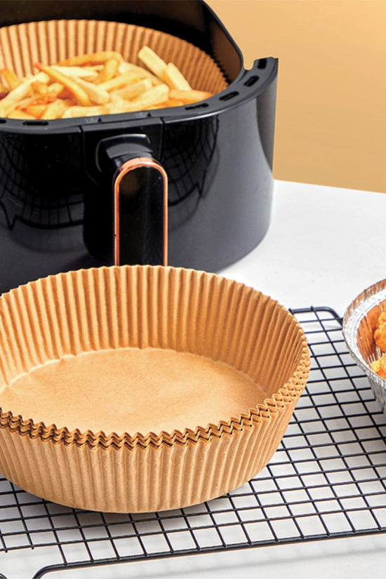 SQ Professional Air Fryer Liners Pack of 50 Round Brown Paper Liners