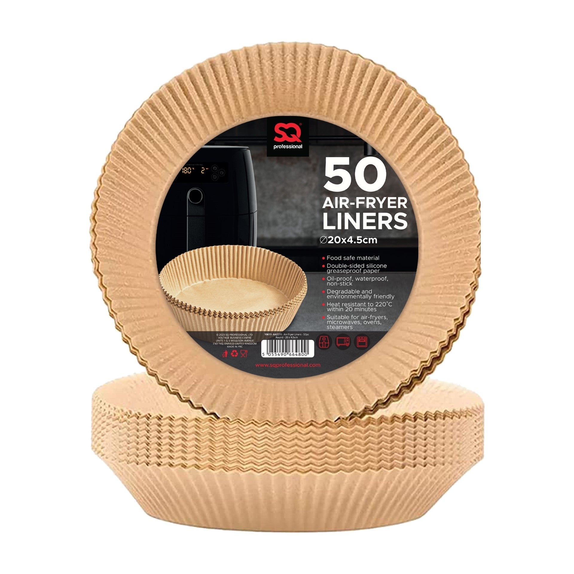 SQ Professional Air Fryer Liners Pack of 50 Round Brown Paper Liners