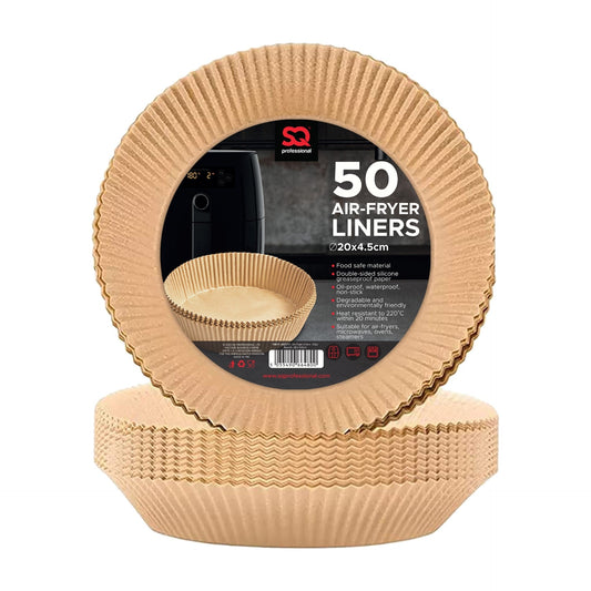 SQ Professional Air Fryer Liners Pack of 50 Round Brown Paper Liners