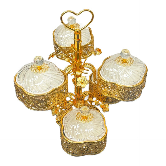 Elegant 2Tier Gold Serving Tray for Stylish Party Hosting