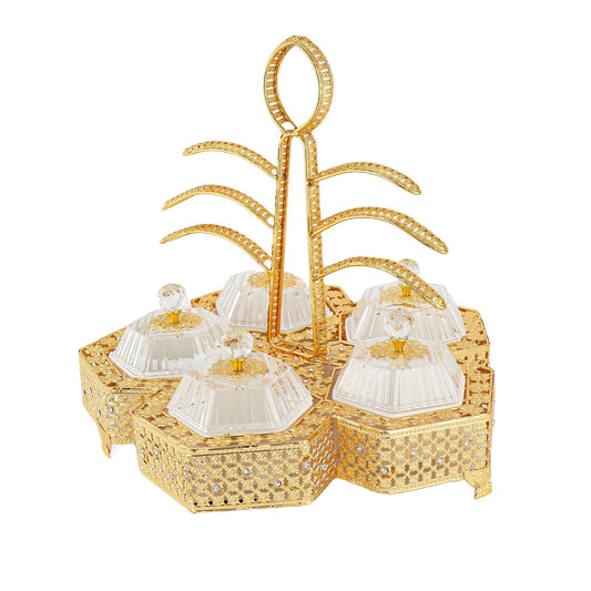 Elegant Hexagonal Party Serving Tray in Gold Durane E0734C