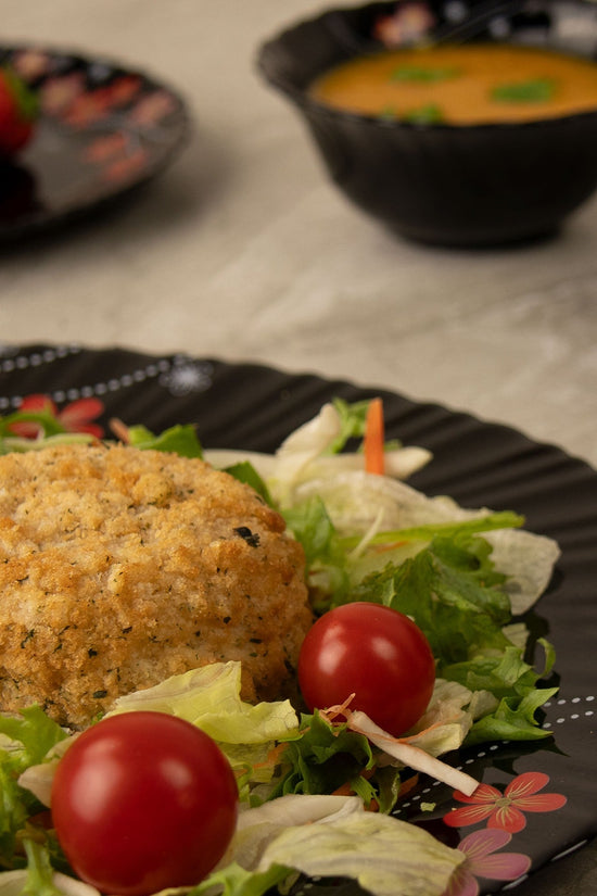 Durane Opal Glass Dinner Set 33pc Frilled Black A