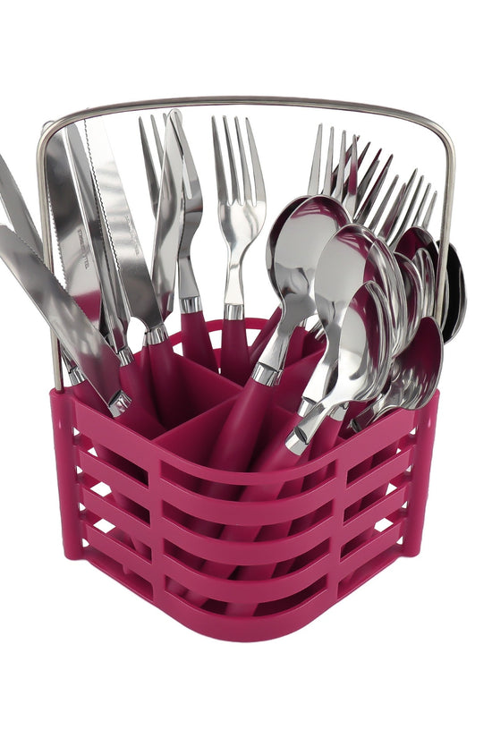 Premium SQ Durane Metal Cutlery Set 24Piece Purple Set