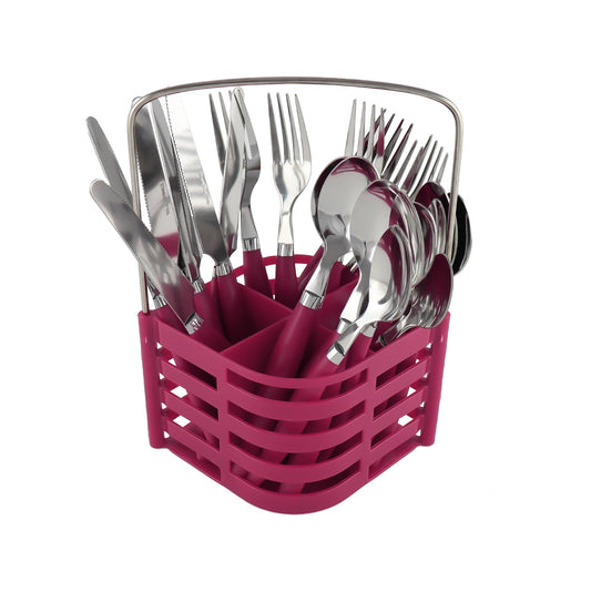 Premium SQ Durane Metal Cutlery Set 24Piece Purple Set