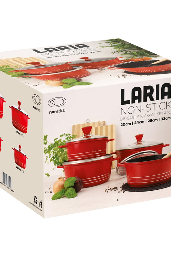 Laria Non Stick Die Cast Stockpot Pan Set 4pcs Red