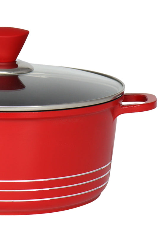 Laria Non Stick Die Cast Stockpot Pan Set 4pcs Red