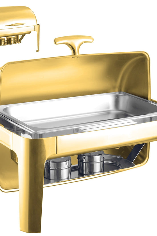 SQ Professional Banquet Chafing Dish Roll Top Oblong Gold 9L