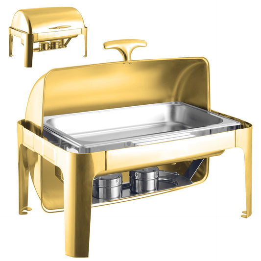 SQ Professional Banquet Chafing Dish Roll Top Oblong Gold 9L