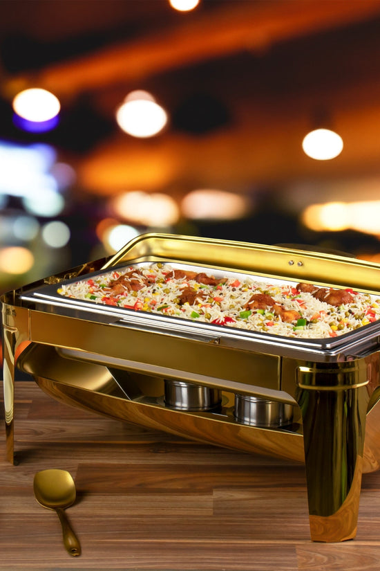 SQ Professional Banquet Chafing Dish Roll Top Oblong Gold 9L