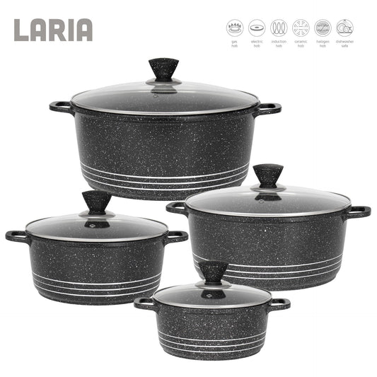 Laria Marbell 4Piece Die Cast Stockpot Pan Set Black