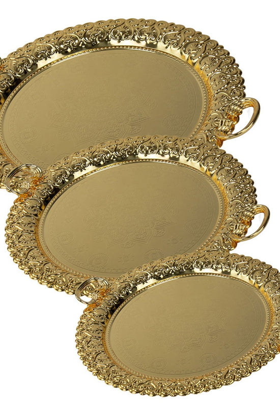 Elegant Gold Party Serving Tray Set by SQ Professional Set of 3